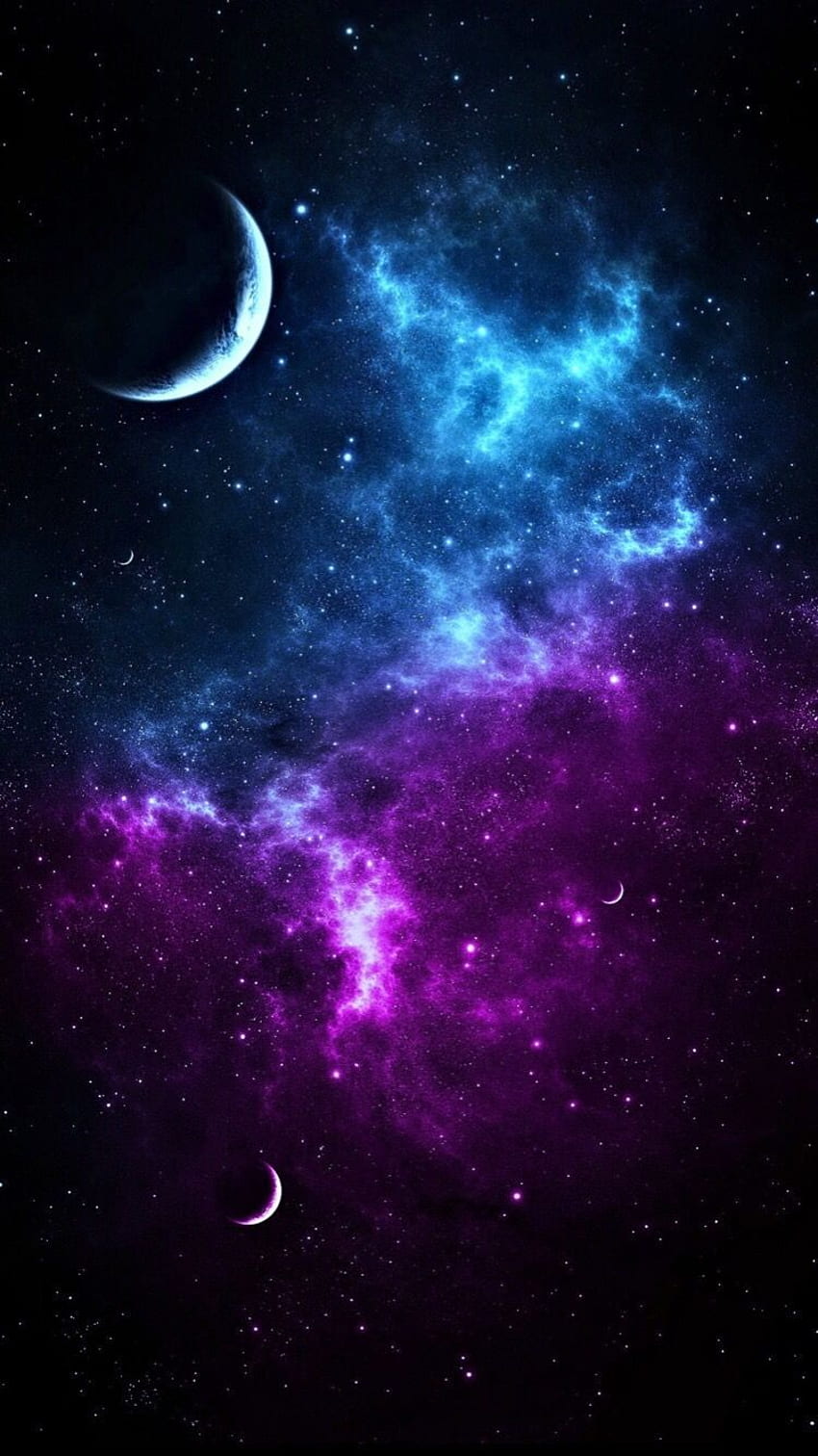月と星、紫の月と星 HD電話の壁紙