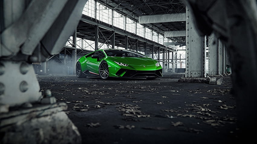 Lamborghini Huracan, Vert, Sportif, Machine, Supercar Fond d'écran HD