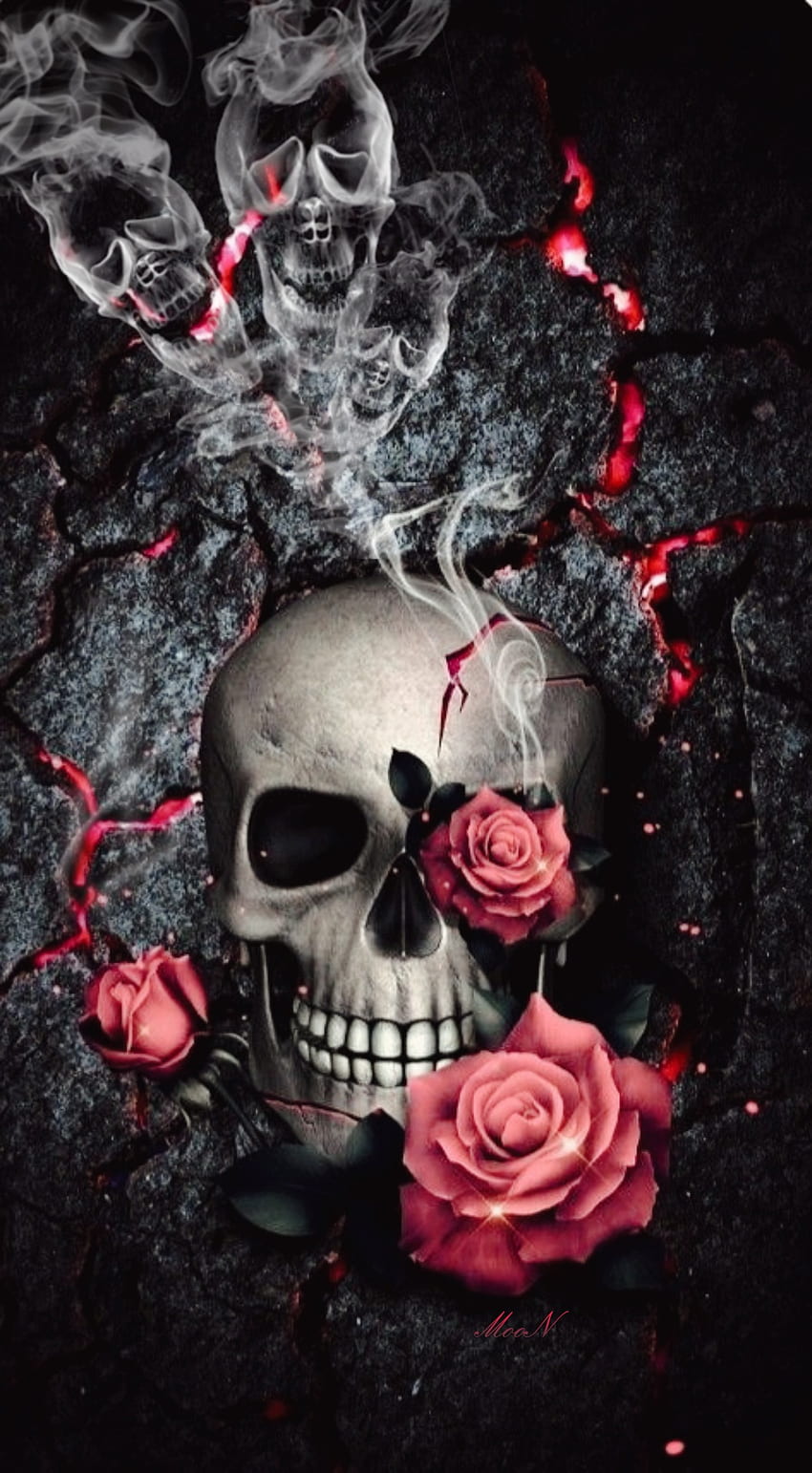 Skull roses red art HD phone wallpaper  Pxfuel