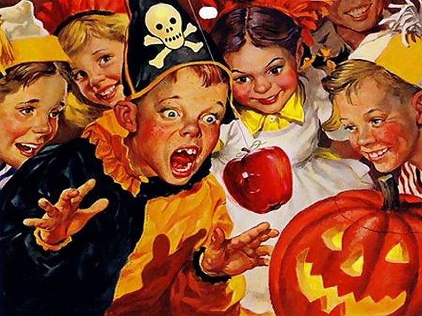 Vintage Halloween16, Хелоуин, картички, Vintage Хелоуин, Норман Рокуел, rds, плакати HD тапет
