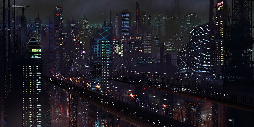 artwork, Futuristic, City, Night, :) / and Mobile Background, Abstract Futuristic Cityscape HD wallpaper
