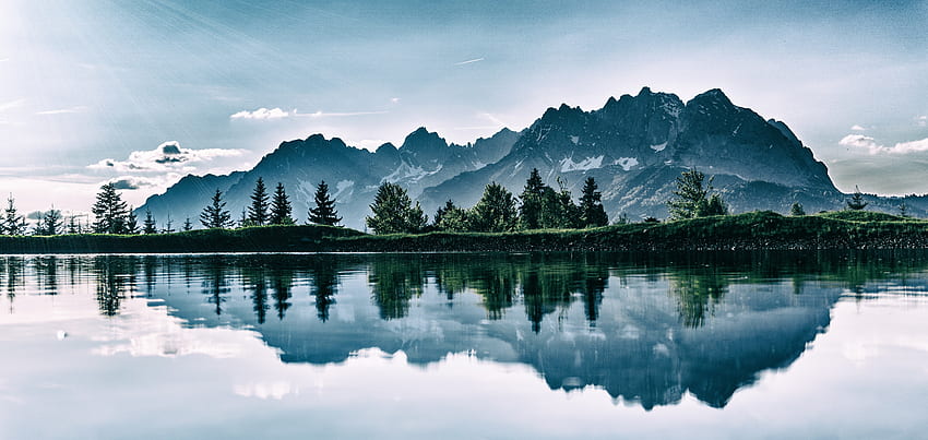 Naturaleza, Montañas, Lago, Reflejo, salto fondo de pantalla