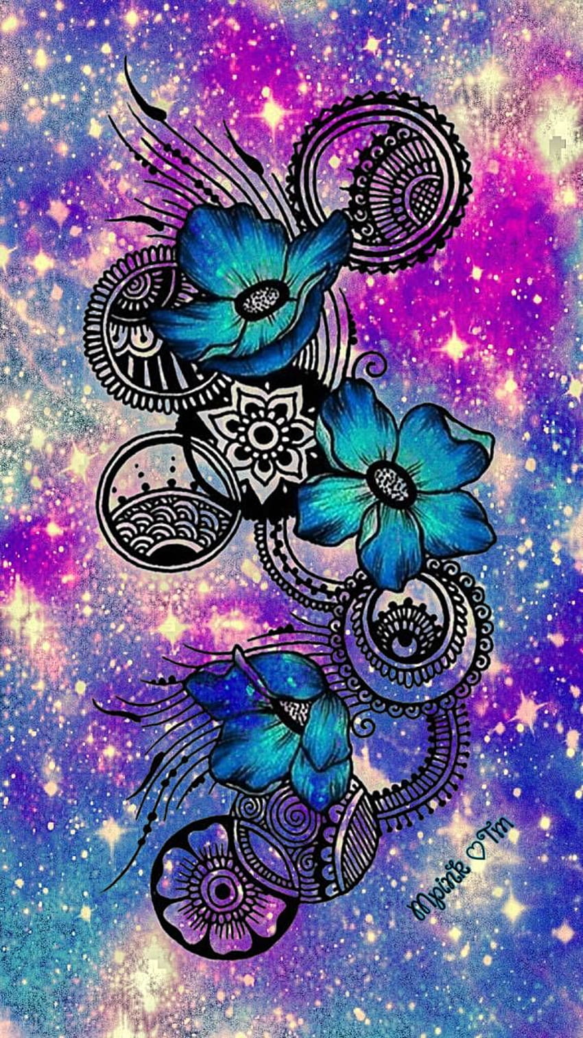 Floral Zentangle Galaxy fondo de pantalla del teléfono