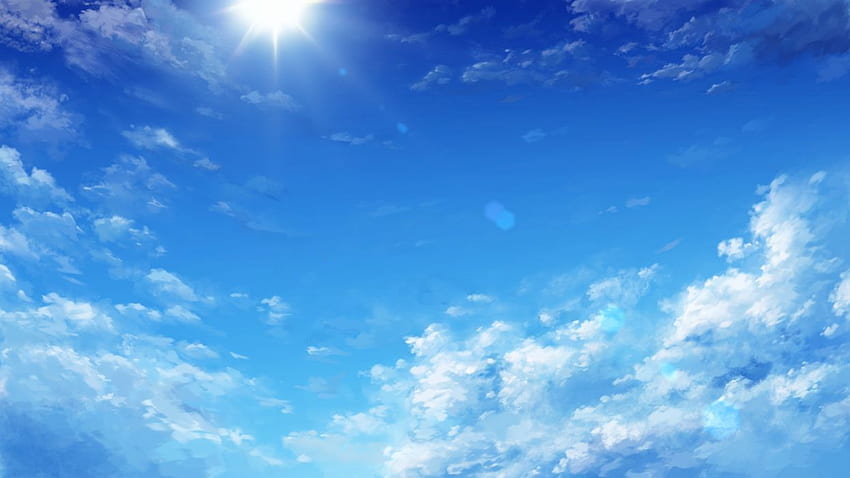Anime cielo paisaje nubes sol. fondo de pantalla