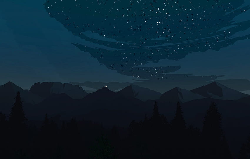 Mountains, Night, Stars, The game, Forest, View, Landscape, Art, Campo ...