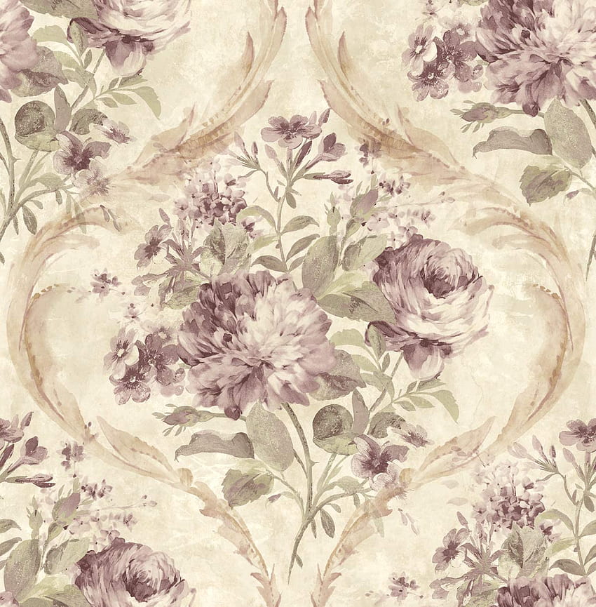 Rose Floral Vintage Floral Purple Victorian Vintage Damask Chinoiserie HD phone wallpaper