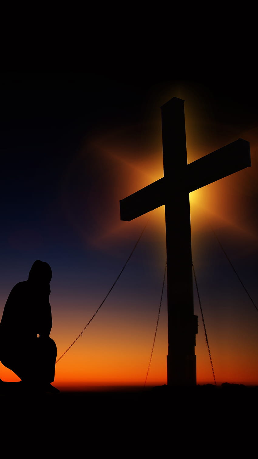 Jesus-Kreuz, dunkles Thema, Kreuzhintergrund HD-Handy-Hintergrundbild