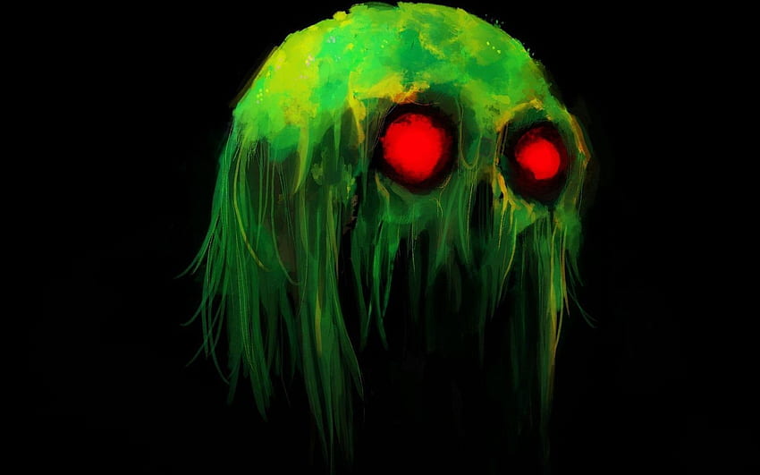 Creepy green monster face HD wallpaper