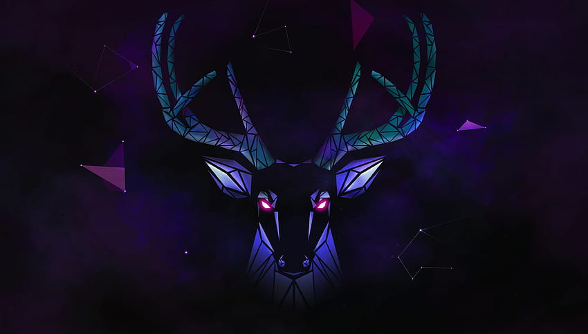 Deer, dark, digital art HD wallpaper