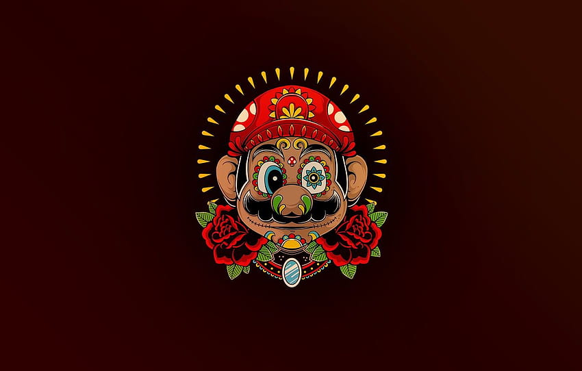 Minimalism, The game, Mexico, Style, Face, Mario, Background, Art, Mario, Super Mario for , section минимализм HD wallpaper