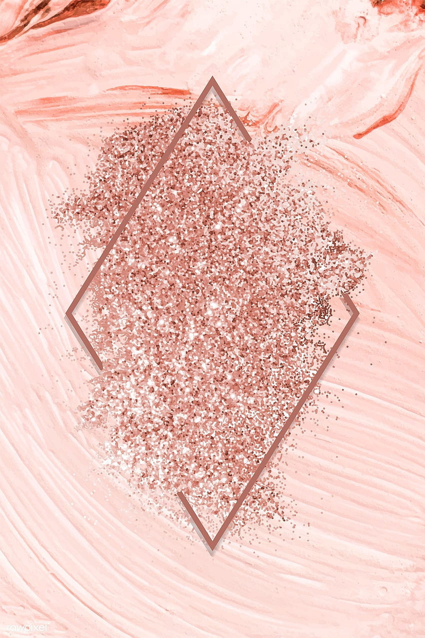 Pink gold glitter with a brownish red rhombus frame on a pastel, Rose Gold and White HD phone wallpaper