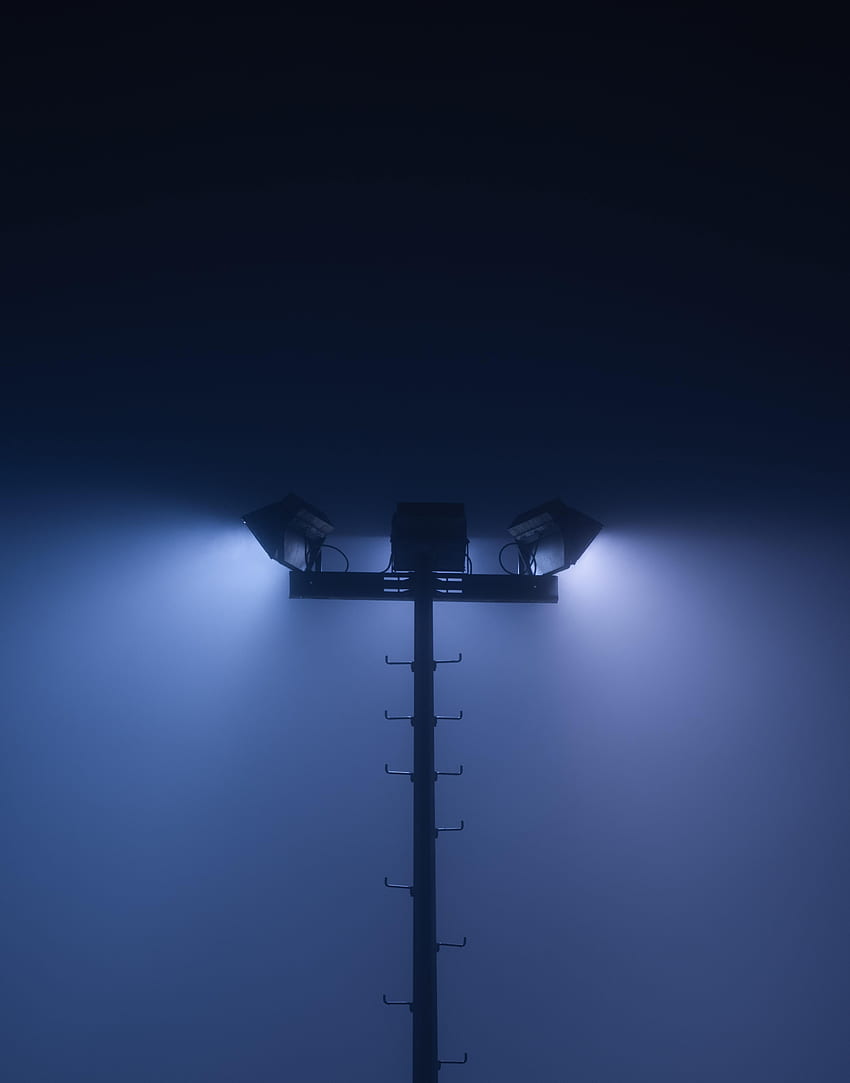 noc, ciemność, mgła, latarnia, lampa, blask Tapeta na telefon HD