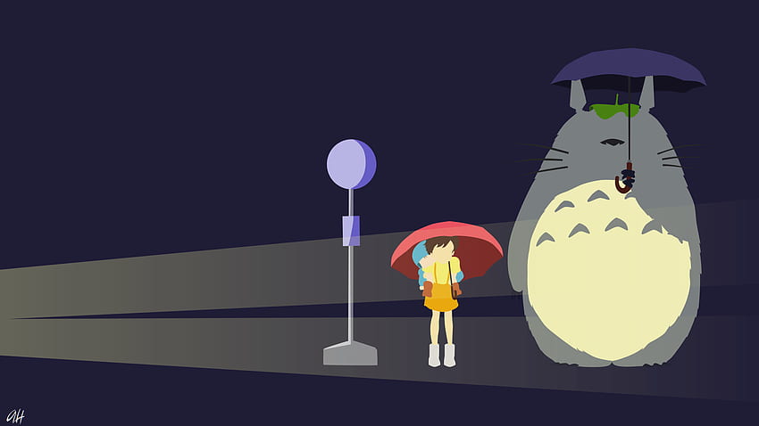 Adegan Hujan Totoro Tetangga Saya. Latar Belakang ., Ghibli Minimalis Wallpaper HD