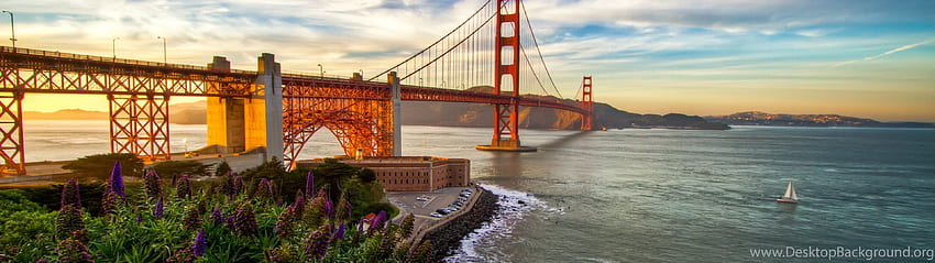 San Francisco, USA, Pazifischer Ozean, Kalifornien. Hintergrund, kalifornischer Doppelmonitor HD-Hintergrundbild