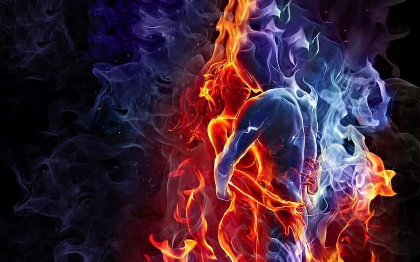 Membakar Cinta, Tubuh, abstrak, fantasi, Membakar, Cinta Wallpaper HD
