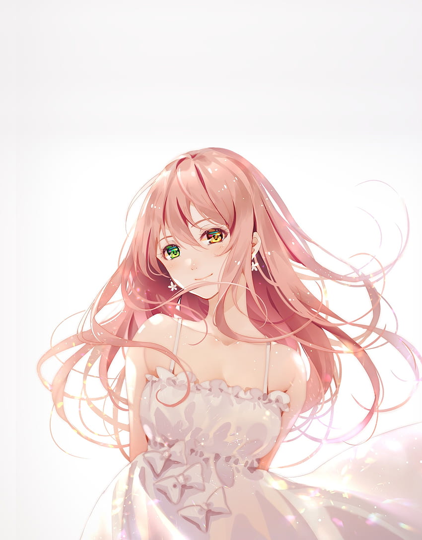 Süßes Anime-Mädchen, farbige Augen, minimal HD-Handy-Hintergrundbild