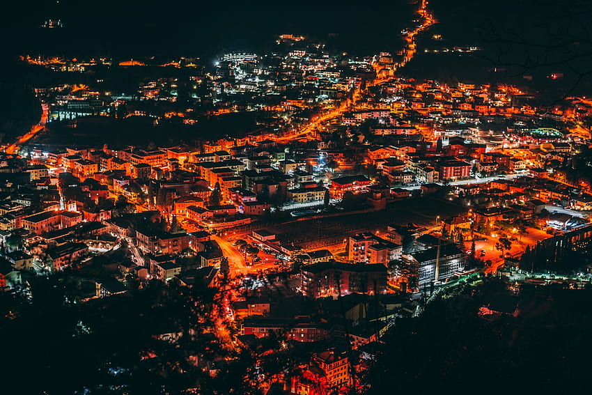Städte, Nacht, Blick von oben, Nachtstadt, Lichter der Stadt HD-Hintergrundbild
