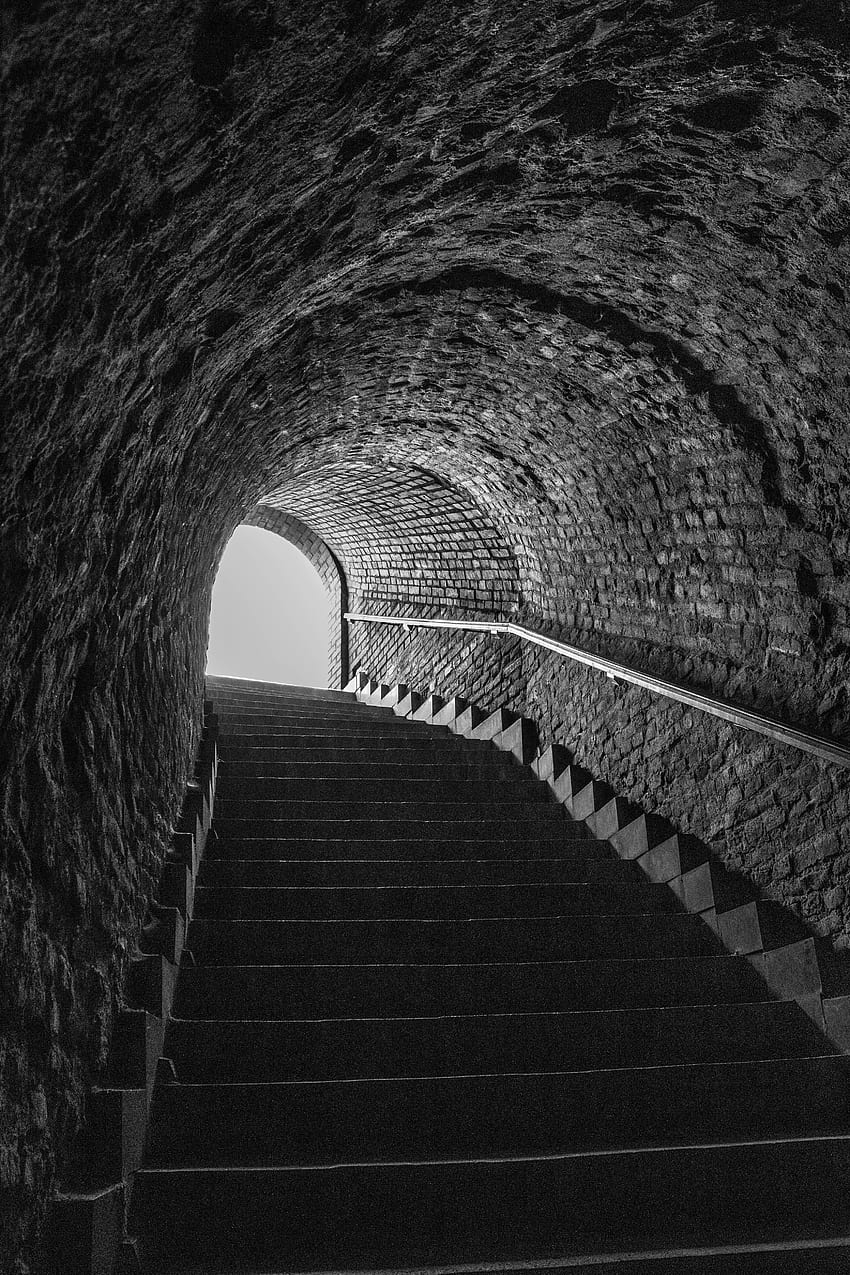 Bw, Chb, Stairs, Ladder, Steps, Tunnel HD phone wallpaper