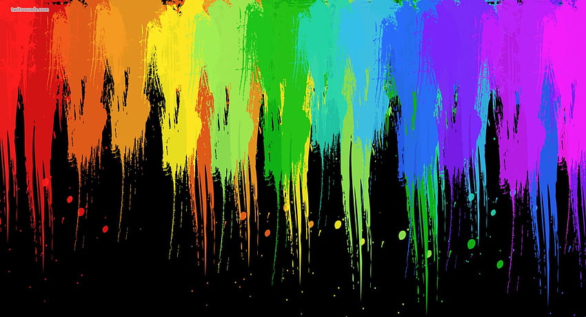 Vernice splatter, schizzi di vernice arcobaleno Sfondo HD