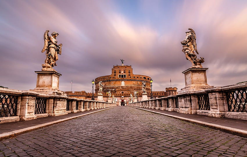 pavers, Rome, Italy, Italy, sculpture, Rome, Castel Sant, Mausoleum HD wallpaper