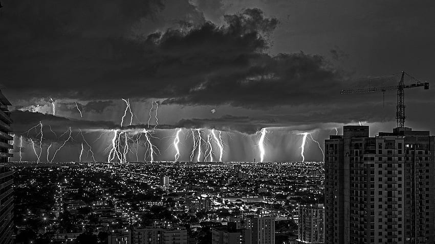 Blitz, Nacht, Licht, Natur, Sturm, Städte, Himmel, Landschaften, Strom, Himmelslandschaften / und mobiler Hintergrund HD-Hintergrundbild