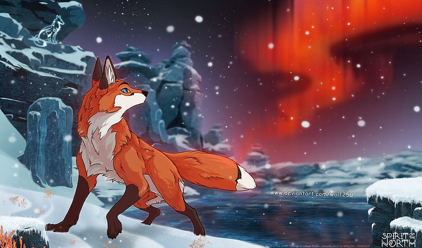 Spirit of the North. by Wolf250. Moon cat, Fox art, Art HD wallpaper