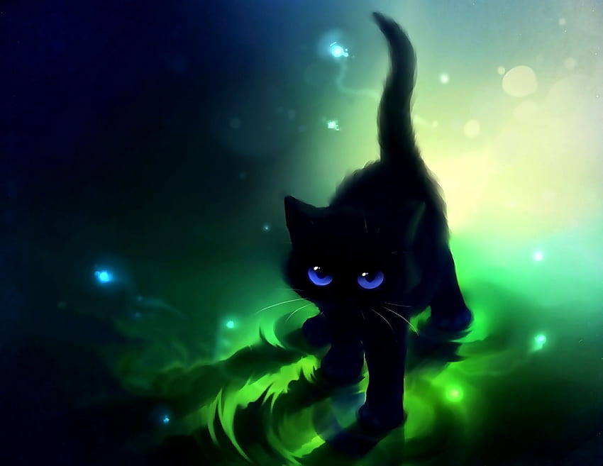 Котки войни - рисунка на сладка черна котка - и фон, страхотна черна котка HD тапет