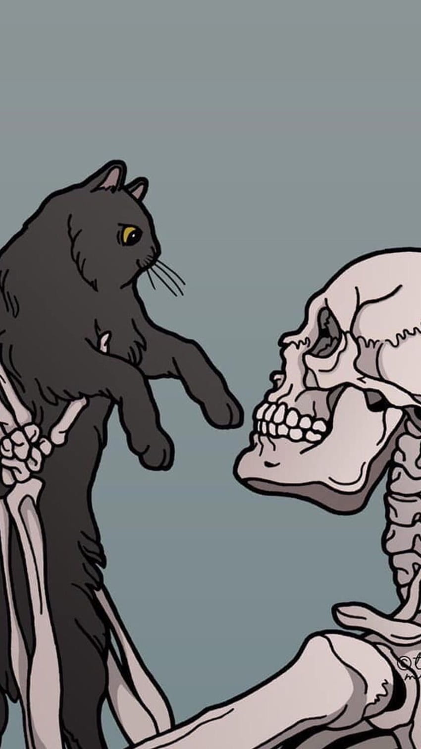 Chat, crâne et squelette - Dessins esthétiques gothiques - - Fond d'écran de téléphone HD