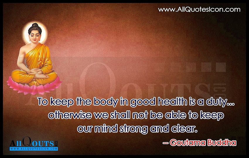 Meilleures énonciations de Gautama Buddha et citations en anglais Citations sur la bonne santé de Goutama. Conseils pour une vie saine Fond d'écran HD