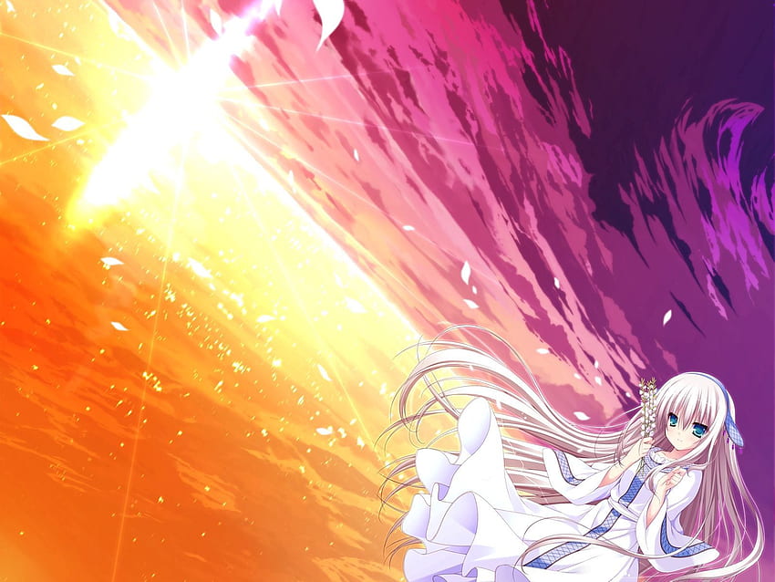 Anime, Water, Sunset, Girl, Blonde HD wallpaper