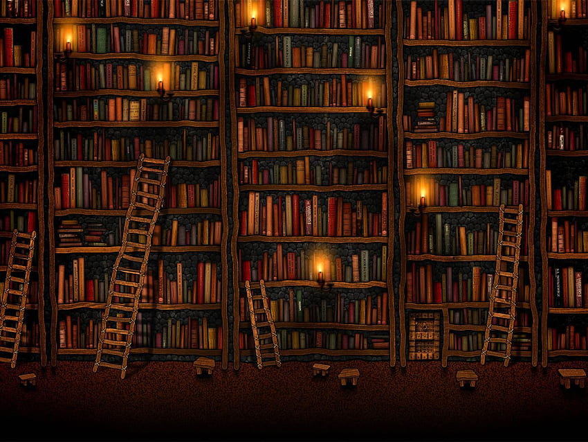 library. Book , Library drawing, Mac, Cozy HD wallpaper