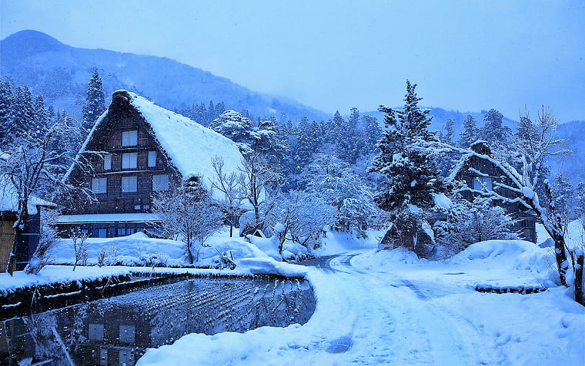 Salju Musim Dingin Desa Shirakawa Jepang Wallpaper HD | Pxfuel