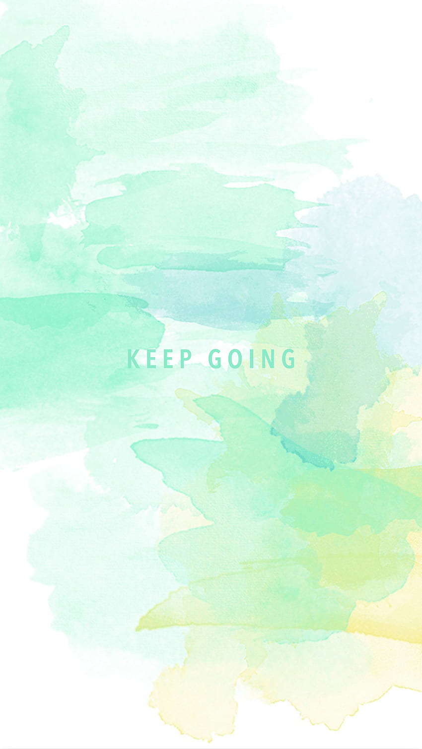 Mint green yellow watercolor Keep Going phone phone background HD phone wallpaper