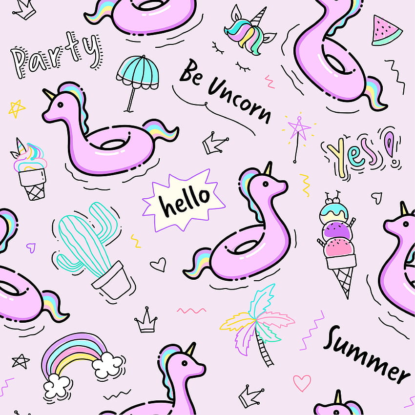 Unicorn rubber ring pattern seamless in pastel color HD phone wallpaper