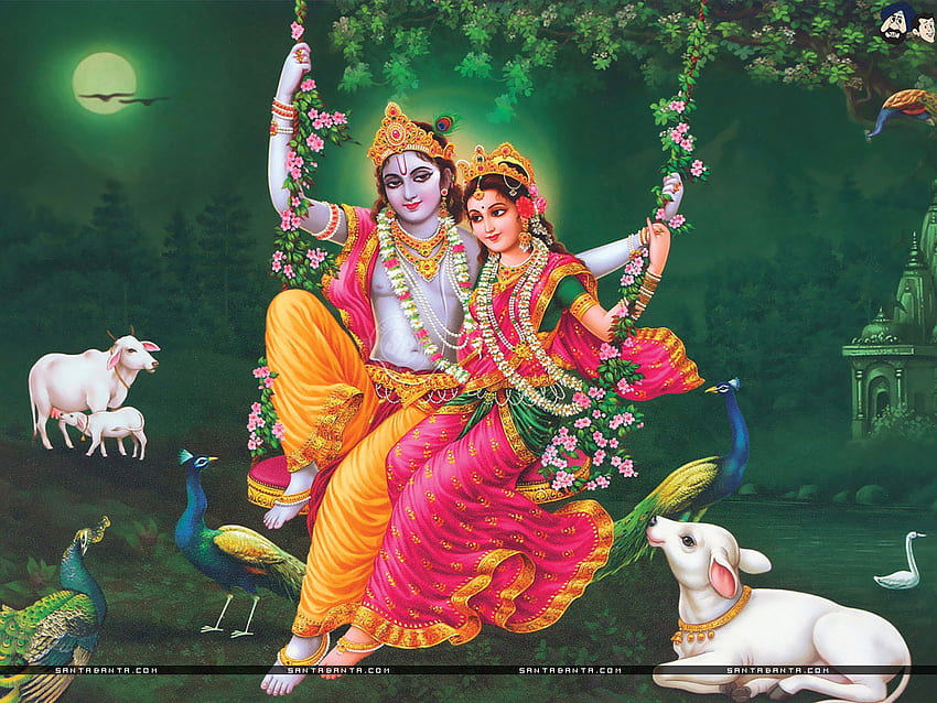 . . Ultra für & Handys. Santa Banta, Lord Krishna und Radha HD-Hintergrundbild