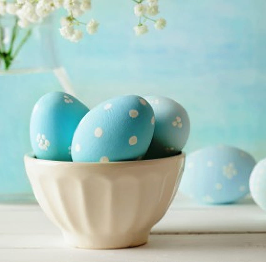 Easter Eggs, blue, pastel, easter, eggs HD wallpaper