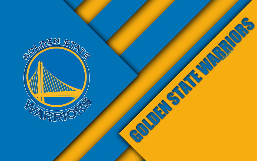Golden State Warriors, , logo, astrazione giallo blu, design dei materiali, club di basket americano, NBA, Oakland, California, USA, basket per con risoluzione . Alta qualità Sfondo HD