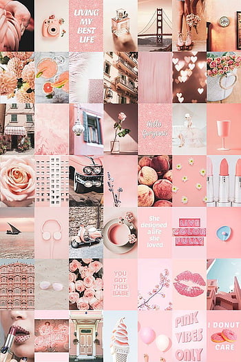 100 PCS Rose Gold Wall Collage Kit Boujee Rose Gold Aesthetic 