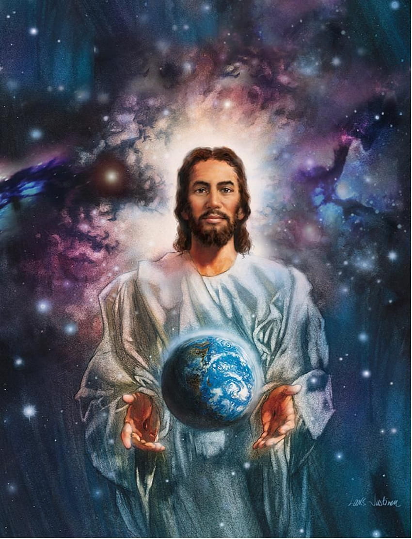Ръцете на Исус Христос държат земята HD тапет за телефон