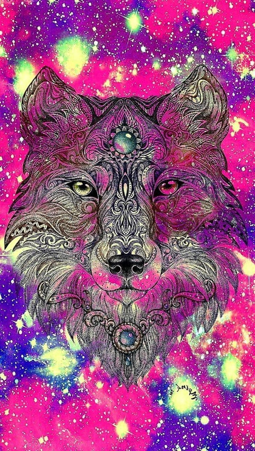 Galaxy Wolf, Pink Wolf HD phone wallpaper