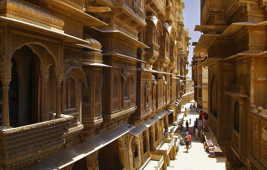 street, home, India, Rajasthan, The great Indian desert, Jaisalmer HD wallpaper