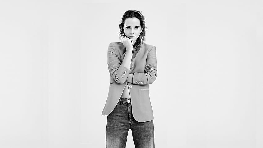 Black and white, Emma Watson HD wallpaper