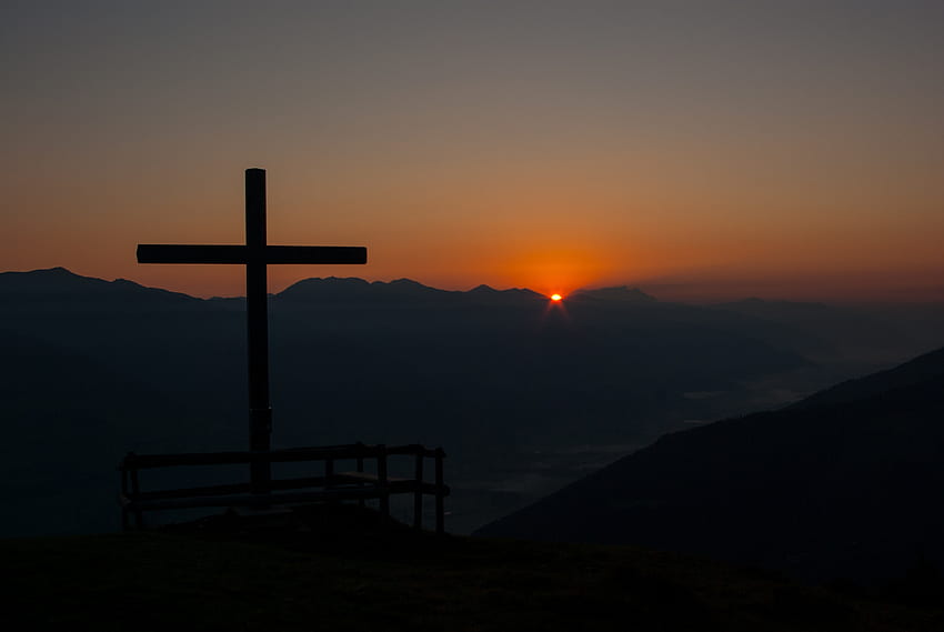 Berge, Dämmerung, Dunkelheit, Vera, Glaube, Religion, Kreuz HD-Hintergrundbild