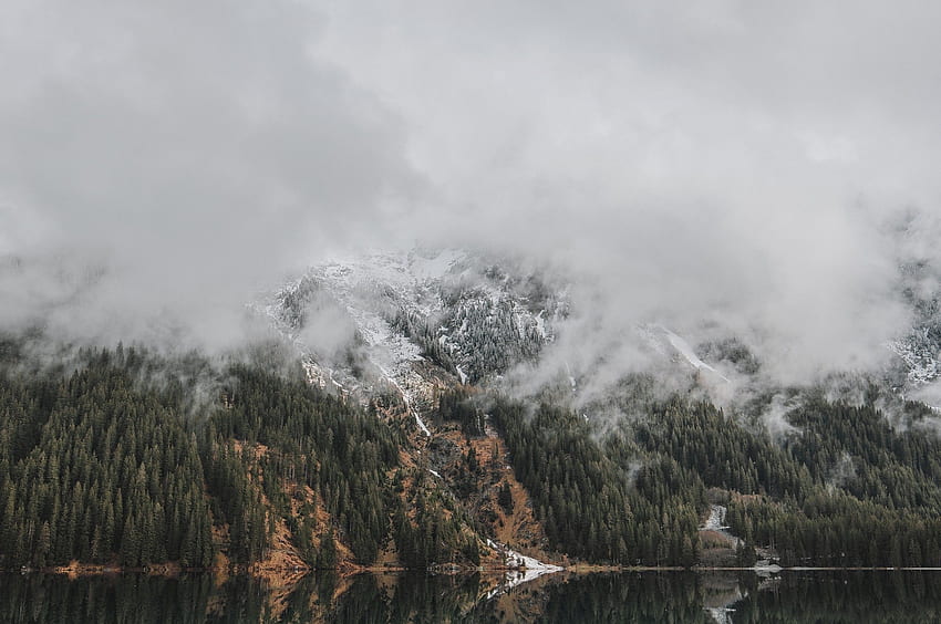 Foggy Mountain, Forest, Lake, Reflection, Trees, Scenic for Chromebook Pixel HD wallpaper