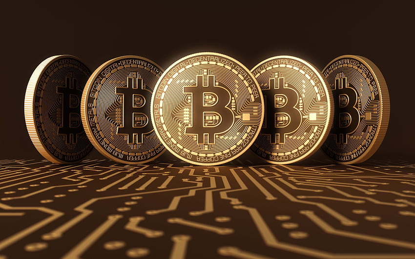 Bitcoin, BTC, เหรียญทอง, สกุลเงินเข้ารหัส, เงินอิเล็กทรอนิกส์, แนวคิด Bitcoin, การเงินสำหรับความละเอียด คุณสูง วอลล์เปเปอร์ HD