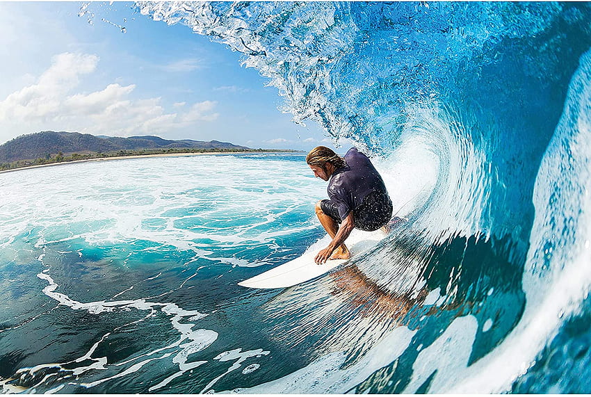 – Surfer in Wave – Dekoracja ścienna Sport Deska surfingowa Deco Plaża Ocean Surfing Sea Surfers Nature Paperhanging Decor Foto (82..1in - cm), Surf Waves Tapeta HD