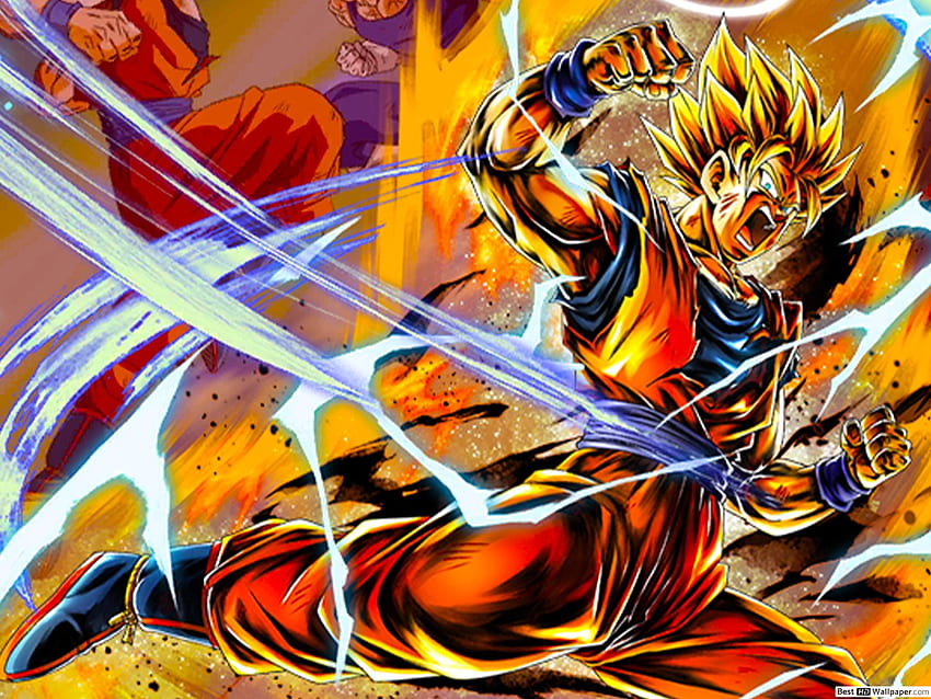 Dragon Ball Z [Dragon Ball Legends Arts]에서 Super Saiyan 2 Goku vs. (Majin Vegeta), Goku Fighting HD 월페이퍼