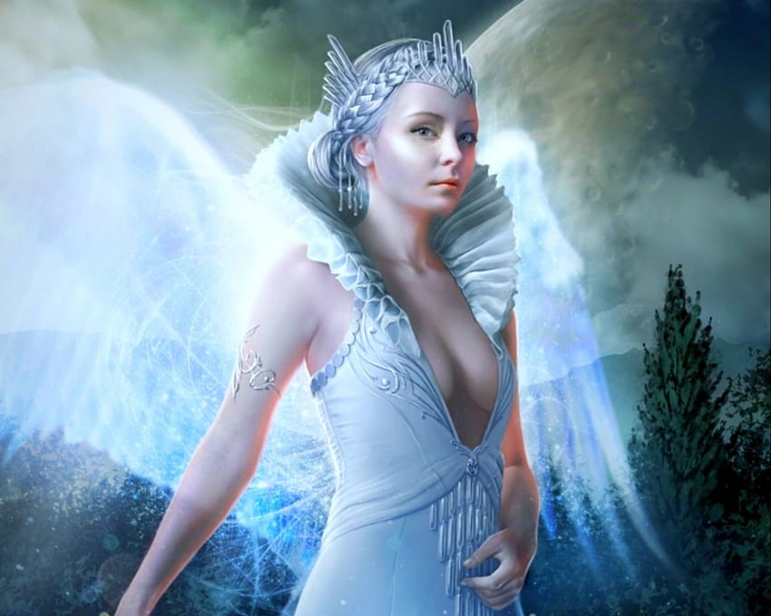 Królowa, skrzydła, magia, fantazja, anioł, kobieta Tapeta HD