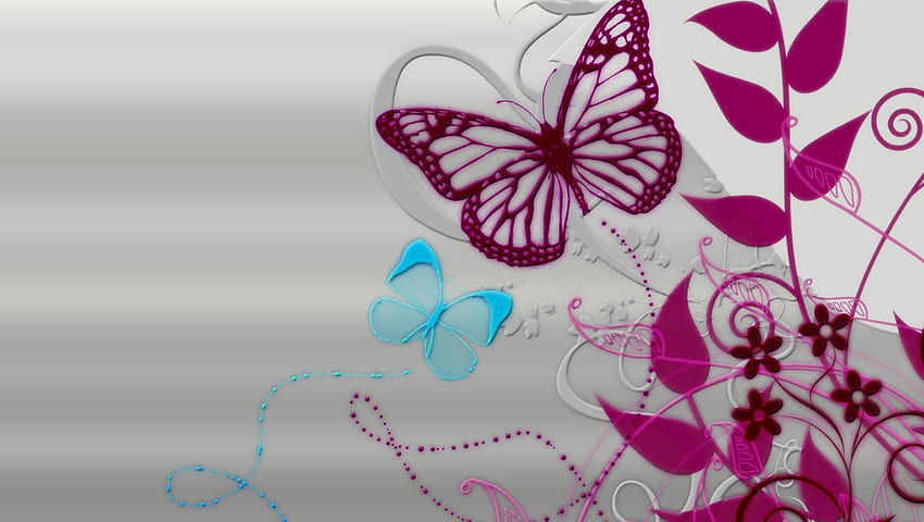 3D Butterfly, Neon Pink Butterfly HD wallpaper
