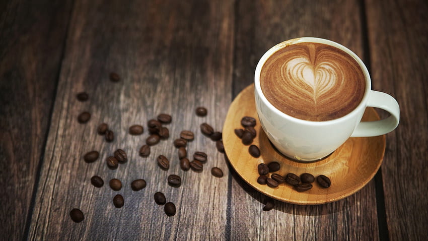 Love Cappuccino, mocha, morning, coffee beans, cup, rustic, Firefox Persona theme, coffee, cappuccino, heart HD wallpaper